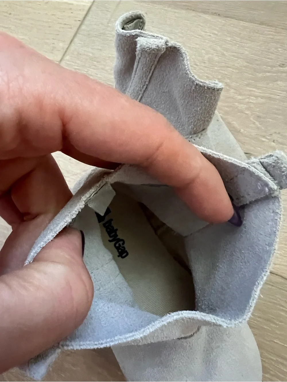Kids Soft Suede Booties in Light Gray - baby gap